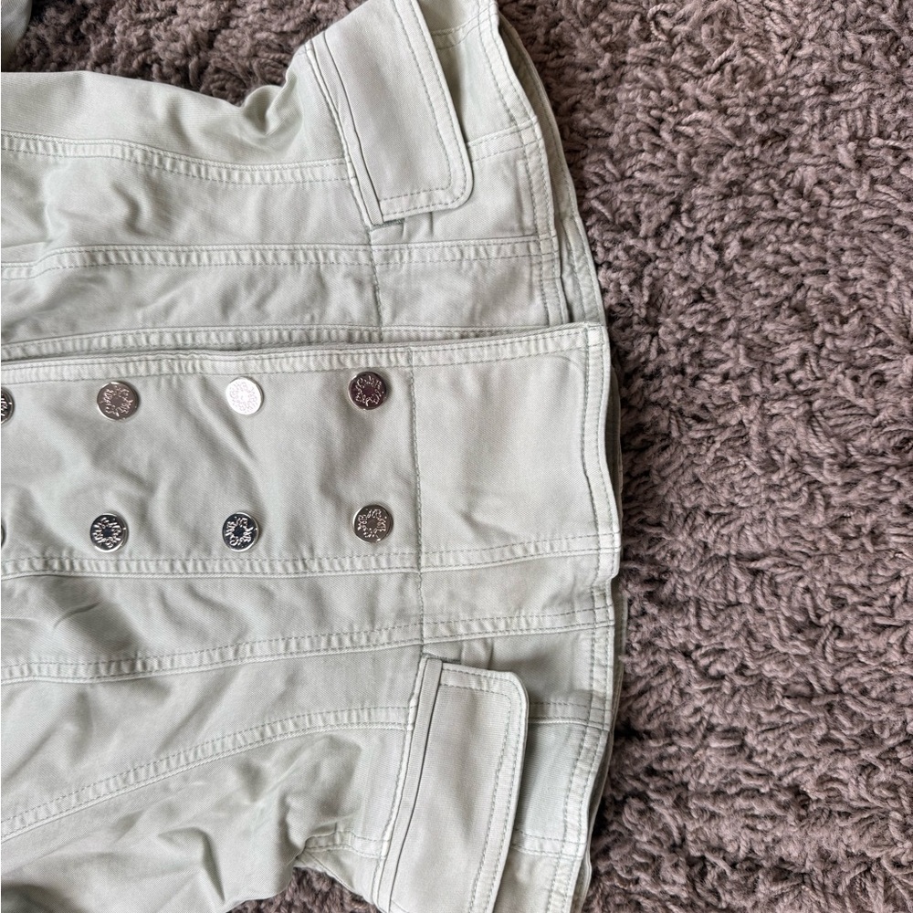 White House Black Market Sea Foam Green Double Breasted Cropped Jacket Size 4 - Picture 6 of 12